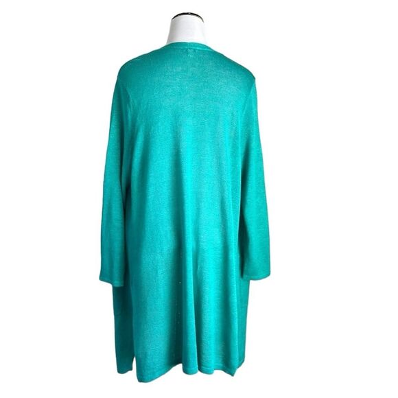 J. Jill Women’s Linen Blend Lightweight Green Open Front Long Cardigan  1X - Picture 2 of 9